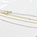 Collana a catena a sfere placcata in oro 18K e argento con chiusura a moschettone regolabile - 45cm+5cm / Catena a Sfere / Oro Bianco
