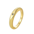 Anillo minimalista de oro con una gema azul central y un grabado de estrella fugaz - US 5 / Oro Circonita Azul
