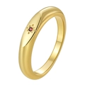 Anillo dorado pulido con circonita roja redonda en engaste de estrella vintage - US 5 / Oro con Zirconia Rojo Granate