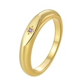 Minimalist gold wide band ring featuring a single purple zircon in starburst engraving - US 5 / Gold Purple Zircon
