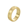 Elegante anillo ancho dorado con diseños de estrellas brillantes y detalles de circón - US 6 / Dorado / Blanco