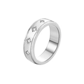 Anillo minimalista de plata con estrellas grabadas y circonitas microincrustadas - US 6 / Plateado / Blanco