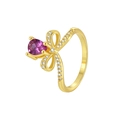 Anillo de lazo dorado con circón púrpura de pera y detalles de pavé de diamantes - US 6 / Dorado Forma Pera Zirconia Púrpura