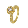 Elegant gold flower ring with sparkling zircon stones in a vintage wavy design - US 6 / Gold Zircon
