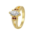 Vintage Goldring mit Marquise-Zirkonia und roten quadratischen Edelsteinen im Retro-Stil - US 6 / Goldener Tropfen-Zirkonia-Ring