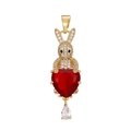 Golden bunny pendant with red heart gemstone and micro-paved cubic zirconia accents - Gold Red Zirconia Pendant Only (Without Chain)