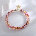 Bracelet en perles colorées avec perles dégradées effet craquelé et fermoir doré - Violet Or