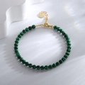 Green malachite beaded bracelet with adjustable gold-plated lobster clasp and tag - Malachite Bracelet