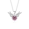 Detail of deer antler pendant with pink zircon stone and silver cross chain necklace - Pendant Only (No Chain) / Pink