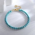 Blue turquoise beaded bracelet with golden adjustable chain and lobster clasp - Blue Turquoise Bracelet