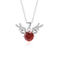 Silver necklace featuring a round red zircon pendant with micro-paved reindeer antlers - Pendant Only (No Chain) / Red