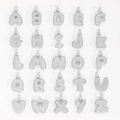 Detailed grid showing full A-Z iced out bubble letter pendants with silver cubic zirconia - Letter A / Silver