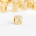 Ciondolo a dado in rame placcato oro 18k con zirconi lettera A per collana fai da te - Lettera A
