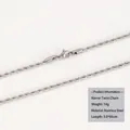 Silver stainless steel rope chain necklace 3mm 60cm with classic lobster clasp - Silver Chain Only (Without Pendant)