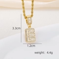 Macro detail of gold plated letter E pendant with cubic zirconia inlay and rope chain - E Style - Gold (Pendant And Rope Chain)