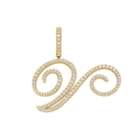 Makroaufnahme von wellenförmigem Goldanhänger mit Zirkonia-Inlay und Diamantschnalle - Einzelner Anhänger / Gold V