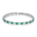 Elegante bracciale tennis da 4mm con gemme di smeraldo verde e zircone bianco alternate - 17cm / Verde e Bianco