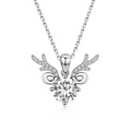 Exquisite silver necklace with elk horn pendant and sparkling cubic zirconia center - Pendant Only (No Chain) / White