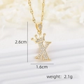 Detailed size chart for crown letter K pendant necklace with dimensions and weight - Gold X