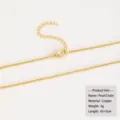 Elegante 18k vergulde box ketting van koper met verstelbare karabijnsluiting voor dames - Gouden Parel Stijl Ketting Zonder Hanger