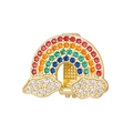Detailed macro of a gold rainbow charm with colorful stones and sparkling white clouds - Slide Charm / Gold Rainbow Style (NO.2)