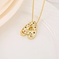 Golden balloon style letter A pendant necklace with colorful cubic zirconia stones - Pendant Only / Letter A