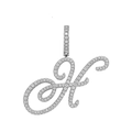 Halskette mit kursivem Buchstaben-H-Anhänger in Silber mit Zirkonia-Besatz - Buchstabe H (Nur Anhänger (Ohne Kette)) / Silber