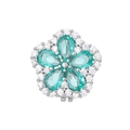 Macro view of flower pendant featuring pear-cut light blue stones and white crystal halo - Slide Charm / Silver Blue Floral Style (NO.11)
