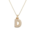Pendentif lettre D dorée style Hip hop serti de zircons avec chaîne vénitienne - Lettre D