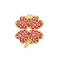 Macro detail of red clover charm with gold plating and cubic zirconia inlay - Slide Charm / Gold Red Clover Style (NO.15)
