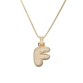 Collier hip hop avec pendentif lettre F bulle dorée serti de zircons scintillants - Lettre F