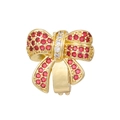 Detail of a golden bow buckle with red and white crystal embellishments - Slide Charm / Gold Bow Style (NO.19)