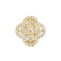 Macro view of gold flower-shaped earring with brilliant zircon stones and hollow carving - Slide Charm / Gold Hollow Flower Style (NO.20)