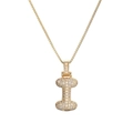 Collier Hip Hop lettre I dorée orné de zircons blancs étincelants pavés - Lettre I