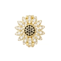 Detailed macro view of sunflower pendant with pavé-set crystals and black center stone - Slide Charm / Gold Sunflower Style (NO.21)