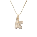 Collier hip hop lettre K dorée orné de zircons cubiques scintillants pavés - Lettre K