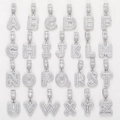 Silver hip hop initial pendants collection with iced out cubic zirconia stones - Rope Chain Necklace / Silver Letter