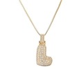 Collier hip hop avec pendentif lettre L dorée et zircons blancs brillants sertis - L