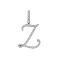 Hip-Hop Silber Anhänger Buchstabe Z mit mikroverzierten weißen Zirkonia-Steinen - Nur Anhänger (Keine Kette) / Silber Z