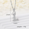 Silver crown letter L pendant necklace with zircon stones and minimalist chain link - Silver L