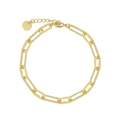 Bracelet double chaîne minimaliste doré à maillons trombones avec fermoir réglable - Plaqué or 18 carats / Or