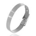 Silver stainless steel mesh bracelet with 10mm width and classic buckle closure - Silver Stainless Steel Mesh Strap