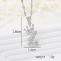 Silver crown initial Z necklace with sparkling cubic zirconia, height 2.8cm, weight 1.9g - Silver Z
