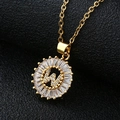 Collana dorata con pendente rotondo lettera W e zirconi cubici chiari a forma di sole - Lettera W Oro Solo Pendente (Senza Catena)