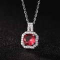 Collier en argent avec pendentif hexagonal orné d'une gemme rouge et zircon blanc - Rouge Zirconia Pendentif Seul (Sans Chaîne)