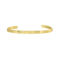 Brazalete abierto dorado minimalista con diseño de textura cruzada en metal pulido fino - Estilo de Textura Martillado Cruzado (Brazalete Grabado Oro 2)