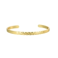 Brazalete minimalista dorado en forma de C con patrón de diamantes y grabado - Estilo de Grabado Corte de Diamante (Brazalete Grabado Oro 3)