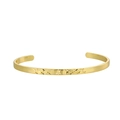 Gold-plated C-shaped open cuff bracelet featuring detailed star pattern engravings - Continuous Radial Embossed Style (Gold Etched Bracelet 11)