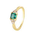 Anello vintage placcato oro con zircone verde quadrato e pietre laterali bianche - US 6 / Zirconia Verde Quadrata Oro (CYR0655)