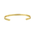 Brazalete abierto dorado grabado Home is where family is para mujer elegante - El hogar es donde está la familia